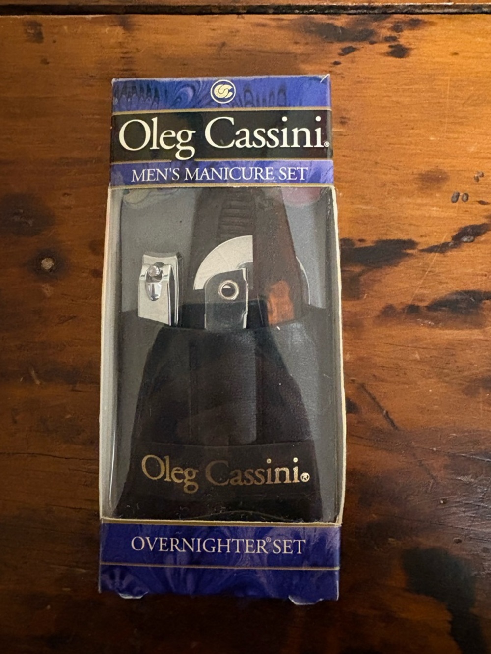 Oleg Cassini Men's Manicure Overnighter Set - Black/Brown NIB
